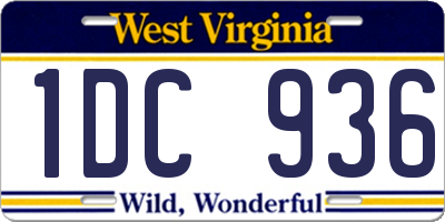 WV license plate 1DC936