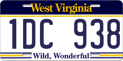 WV license plate 1DC938