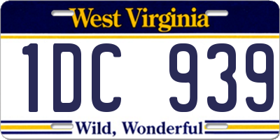 WV license plate 1DC939