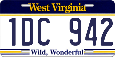 WV license plate 1DC942