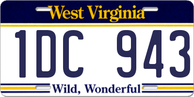 WV license plate 1DC943