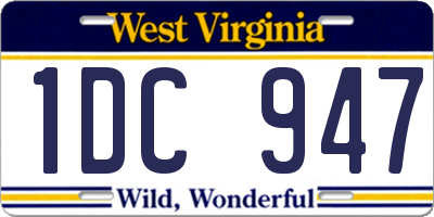 WV license plate 1DC947