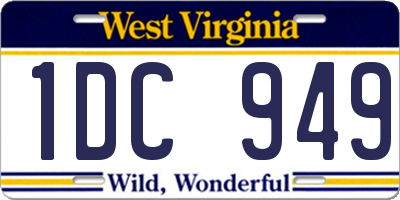 WV license plate 1DC949