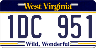 WV license plate 1DC951
