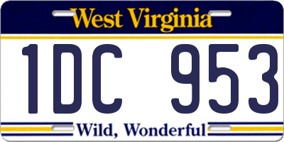WV license plate 1DC953