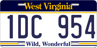 WV license plate 1DC954