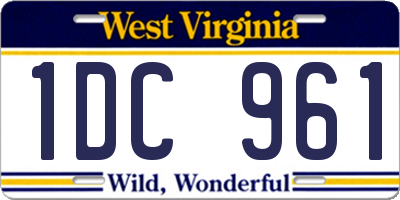 WV license plate 1DC961