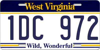 WV license plate 1DC972