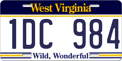 WV license plate 1DC984