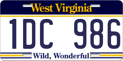 WV license plate 1DC986