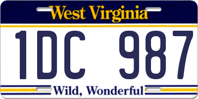 WV license plate 1DC987