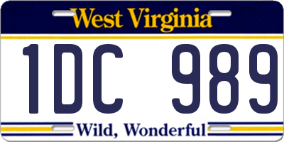 WV license plate 1DC989