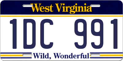 WV license plate 1DC991