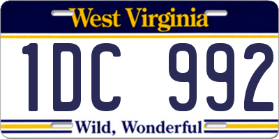 WV license plate 1DC992