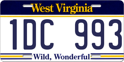 WV license plate 1DC993