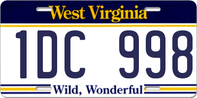 WV license plate 1DC998