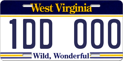 WV license plate 1DD000