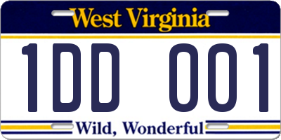 WV license plate 1DD001