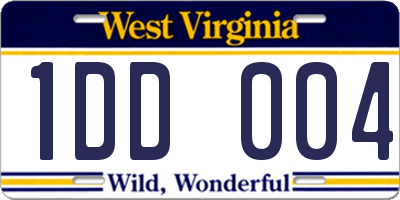 WV license plate 1DD004
