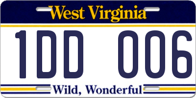 WV license plate 1DD006