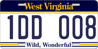 WV license plate 1DD008