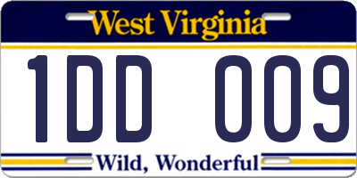 WV license plate 1DD009