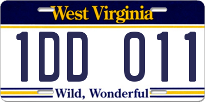 WV license plate 1DD011