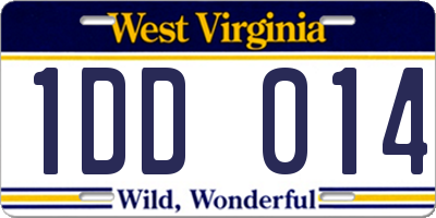 WV license plate 1DD014