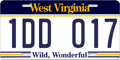 WV license plate 1DD017