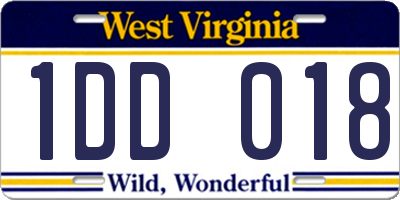 WV license plate 1DD018