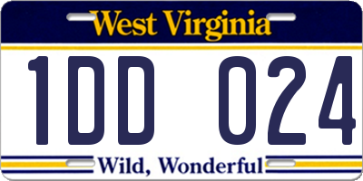 WV license plate 1DD024