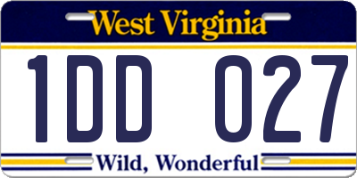 WV license plate 1DD027