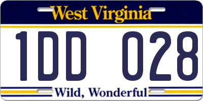 WV license plate 1DD028