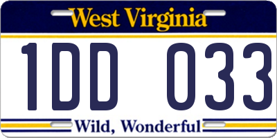 WV license plate 1DD033