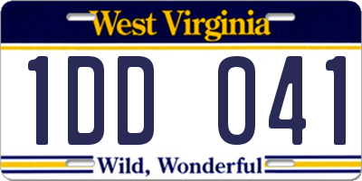 WV license plate 1DD041