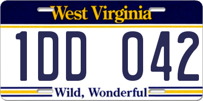 WV license plate 1DD042