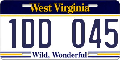 WV license plate 1DD045