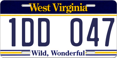 WV license plate 1DD047