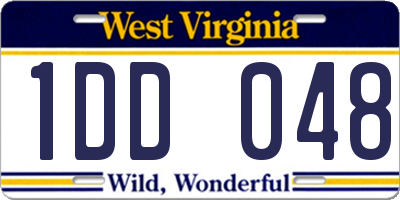 WV license plate 1DD048