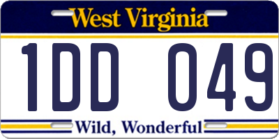WV license plate 1DD049
