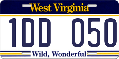 WV license plate 1DD050