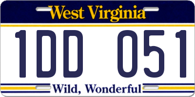 WV license plate 1DD051