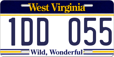 WV license plate 1DD055