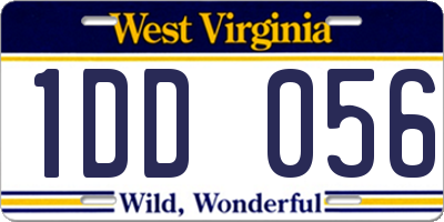 WV license plate 1DD056