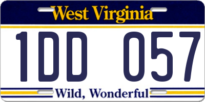 WV license plate 1DD057