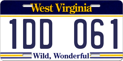 WV license plate 1DD061