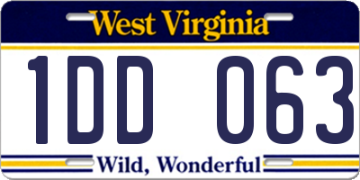 WV license plate 1DD063