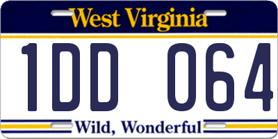 WV license plate 1DD064