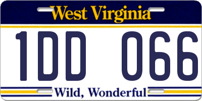 WV license plate 1DD066
