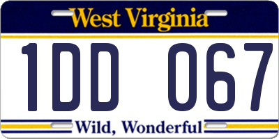 WV license plate 1DD067